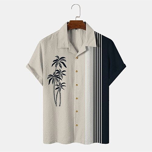 

Herre Hawaii skjorte Bowling skjorte Button Up skjorte Sommer skjorte Casual skjorte Blå Brun Grøn Kakifarvet Beige Kortærmet Farveblok Aftæpning Gade Ferierejse Knap ned Tøj Mode 1950'erne Fritid