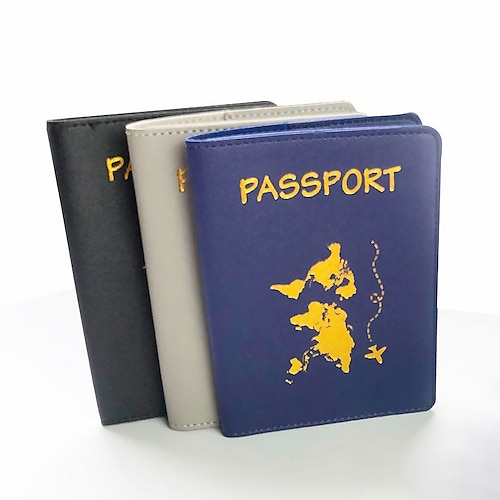 

funda de pasaporte de cuero pu porta pasaporte dorado multifunción