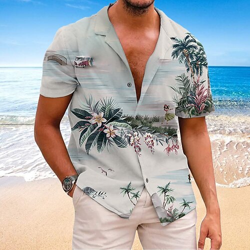 

Homme Chemise Chemise hawaïenne Floral Imprimés Photos Collier cubain Jaune Bleu Vert Gris Casual Vacances Manche Courte Bouton bas Imprimer Vêtement Tenue Tropique Mode Vêtement de rue Hawaïen