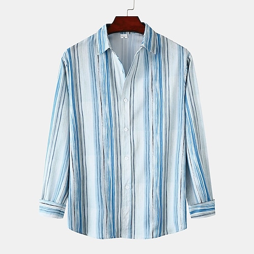 

Per uomo Camicia Camicia con bottoni Camicia estiva Maglietta informale Giallo Chiaro Rosa Rosso Viola Azzurro Manica lunga A strisce Collo ripiegabile Strada Giornaliero Abbigliamento Moda Informale