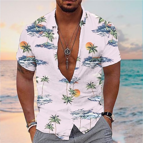 

Homme Chemise Chemise hawaïenne Cocotier Imprimés Photos Col rabattu Jaune Vert Gris du quotidien Vacances Manches courtes Bouton bas Imprimer Vêtement Tenue Tropique Mode Vêtement de rue Hawaïen