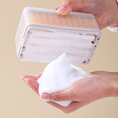 

2pcs Hand Rubbing Foam Soap Box Drum Laundry Tool Storage Box Drain Rack Travel Laundry Portable Multi-functional Foam Box With Lid