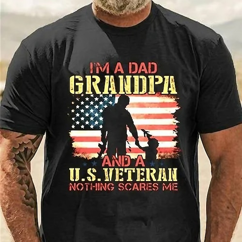 

Herre T skjorte T-skjorter Grafisk Nasjonalflagg Crew-hals Klær 3D-utskrift GRANDPA utendørs Avslappet Kortermet Trykt mønster Årgang Mote Designer