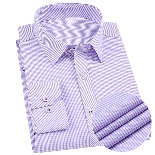 

Per uomo Camicie Blu Viola Manica lunga Reticolo Collo ripiegabile Estate Primavera estate Esterno Per uscire Abbigliamento Stampa