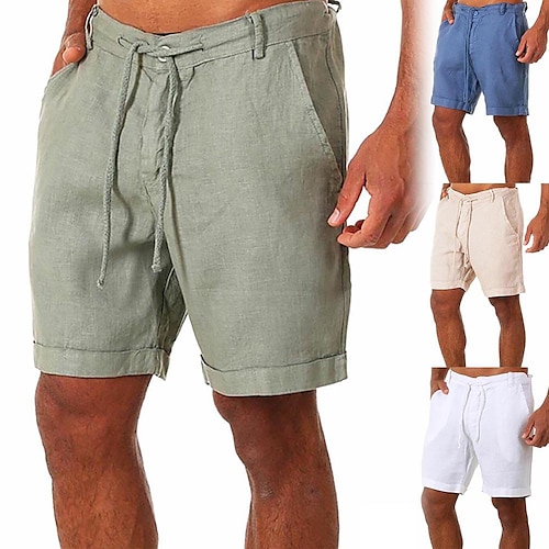 

Herre Shorts Linneshorts Sommer shorts Strandshorts Snørelukning Elastisk Talje Vanlig Åndbart Blød Korte Daglig hør / bomuldsblanding Gade Afslappet / Sportslig Sort Hvid Mikroelastisk