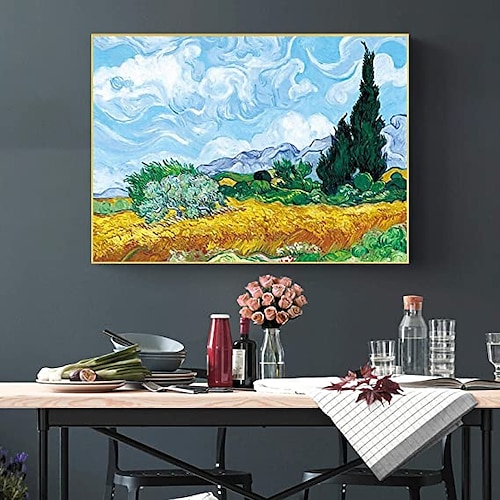 

van gogh weizenfeld mit zypresse wandkunst gemälde druck auf leinwand poster prints impressionistische bilder wanddekoration rahmenlos