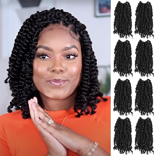 

pré-torsadés passion twist cheveux au crochet 10 pouces 8 packs pré-boucle passion twist tressage cheveux synthétiques bohème tresses pour crochet extensions de cheveux pré-torsadés