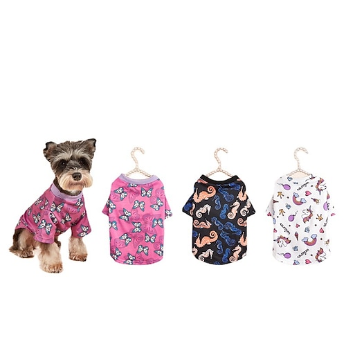 

Cachorros Gatos Camiseta Moda Estilo bonito Festa Feriado Roupas para Cães Roupas de cachorro Roupas de cachorro Respirável Branco Roxo Preto Ocasiões Especiais para menina e menino cachorro Algodão