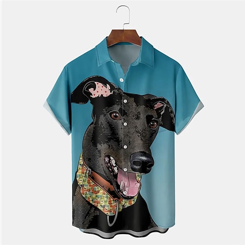 

Homme Chemise Chemise hawaïenne Chien Imprimés Photos Col rabattu Bleu Extérieur Plein Air Manches courtes Bouton bas Imprimer Vêtement Tenue Tropique Mode Hawaïen Design