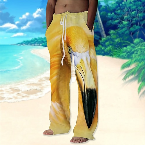 

Per uomo Pantaloni Pantaloni estivi Pantaloni da spiaggia A cordoncino Vita elastica Gamba dritta Animali Stampe astratte Comfort Informale Giornaliero Per eventi Streetwear Hawaiano Giallo Arancione