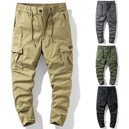 

Per uomo Pantaloni cargo Pareggiatore Pantaloni Vita elastica Multi tasca Liscio Comfort Indossabile Esterno Informale Giornaliero Sportivo Di tendenza Nero Verde