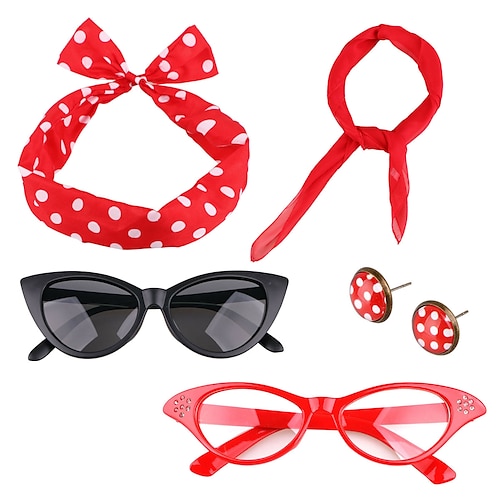 

Audrey Hepburn Retro Antiguo 1950s Ropa de Fiesta Mujer Disfraz Collar / pendientes Cosecha Cosplay Fiesta de baile Discoteca Festival Gafas Navidad