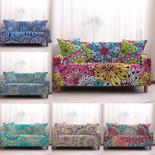 

Stretch Sofa Cover Boho Slipcover Elastic Sectional Couch Cover for Armchair Loveseat 4 or 3 seater L shape Chaise Lounge for Living Room Dust-Proof Couch Protector