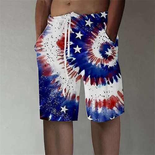 

Hombre Pantalón corto Pantalones cortos de verano Pantalones cortos de playa Pantalones cortos holgados Correa Cintura elástica Impresión 3D Graphic Estrella Tie-dye Transpirable Suave Corto Casual