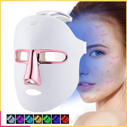 

7 colori luce led maschera facciale trattamento viso wireless maschera di bellezza terapia anti acne sbiancamento macchina per il ringiovanimento della pelle