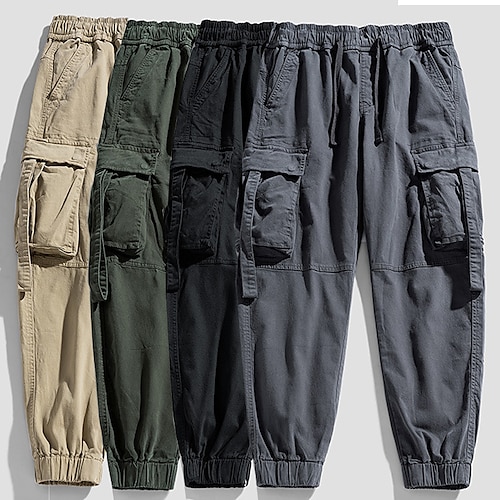 

Per uomo Pantaloni cargo Pareggiatore Pantaloni A cordoncino Vita elastica Multi tasca Liscio Comfort Indossabile Esterno Informale Giornaliero Sportivo Di tendenza Nero Verde