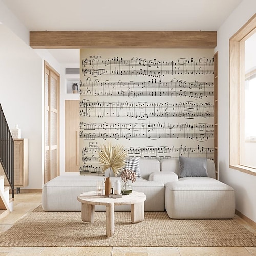

Musical Wallpaper Mural Music Score Wall Covering Sticker Peel and Stick Removable PVC/Vinyl Material Self Adhesive/Adhesive Required Wall Decor for Living Room Kitchen Bathroom