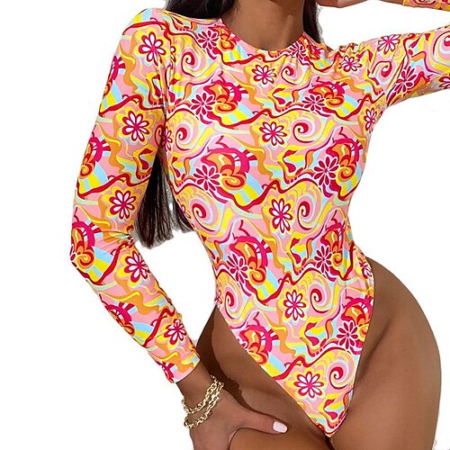 

Maillots de Bain Une pièce Maillot de bain Femme Imprimé Floral Normal Body Maillots de bain Sportif Eté