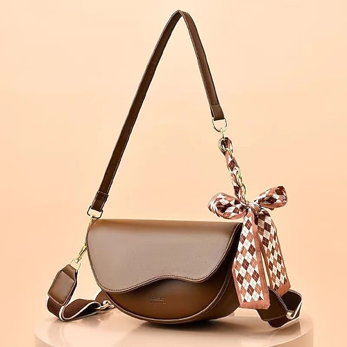 

Dame Crossbody taske Skuldertaske Skoletaske PU Læder Handle ind Ferie Rosette Kæde Helfarve Jord Gul Sort Rød
