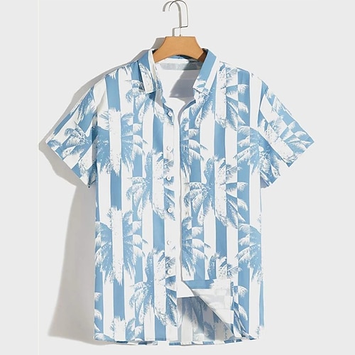 

Herre Skjorte Hawaii skjorte Button Up skjorte Sommer skjorte Casual skjorte Lysegrøn Blå Kortærmet Grafisk Kokos palme Aftæpning Ferierejse I-byen-tøj Trykt mønster Tøj Tropisk Hawaiiansk Stilfuld