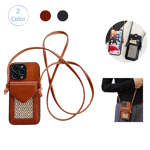 

Phone Case For Apple Back Cover iPhone 14 Pro Max Plus 13 12 11 Mini X XR XS 8 7 Full Body Protective Leather with Removable Cross Body Strap Solid Colored TPU PU Leather