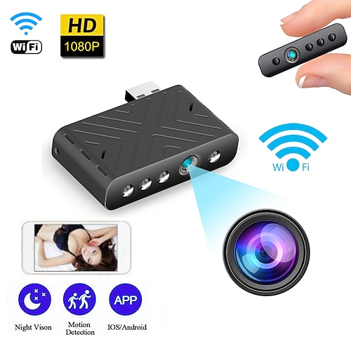 

wifi mini cámara usb cámara ip visión nocturna automática alarma de detección de movimiento videocámara de vigilancia en el hogar v380 compatible con tarjeta tf de 128 gb