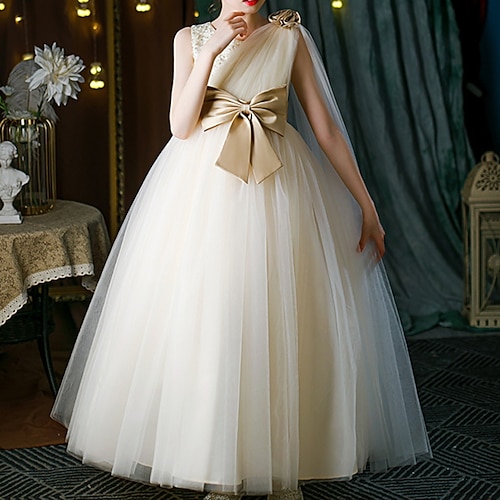 

Bambino Da ragazza Vestito da festa Tinta unica Vestito da festa Maxi Vestito Prestazioni Increspato Senza spalline Senza maniche Elegante Vestito 4-13 anni Primavera Bianco Champagne Rosa