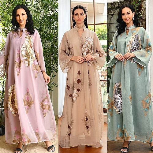 

arabo musulmano Adulto Per donna Religioso Arabo saudita Vestiti Abaya Per Organza Ramadan Abito