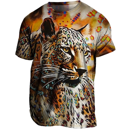 

Per uomo maglietta Magliette Pop art Animali Leopardo Girocollo Abbigliamento Stampa 3D Esterno Informale Manica corta Stampa Vintage Di tendenza Originale