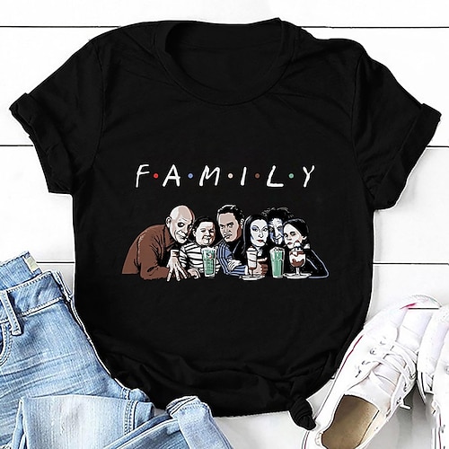 

Quarta-feira Addams família Addams Quarta-feira Japonesa/Curta Anime Clássico Estilo de rua Camiseta Para Homens Mulheres Unisexo Adulto Hot Stamping 100% Poliéster Casual / Diário