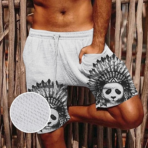 

Men's Beach Shorts Casual Shorts Seersucker Shorts Baggy Shorts Pocket Drawstring Elastic Waist Animal Graphic Prints Comfort Breathable Short Casual Daily Holiday Cotton Blend Sports Boho Dark Brown