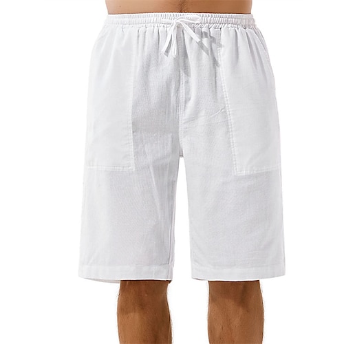 

Homens Calção Shorts de linho Shorts de verão Shorts de praia Com Cordão Cintura elástica Tecido Respirável Macio Curto Casual Diário Feriado Misto de Algodão e Linho Roupa de rua Havaiana Preto