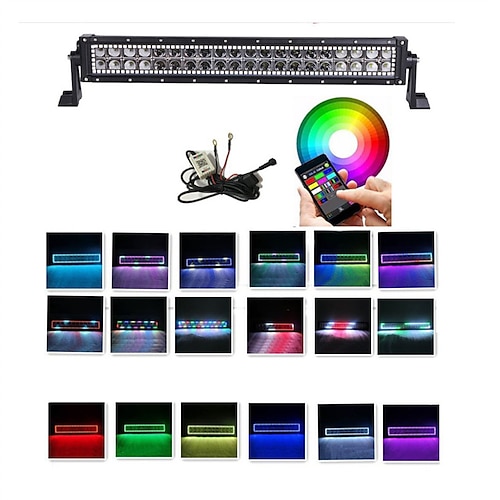 

otolampara 12 pouces 72w spots led barre lumineuse avec poursuite rgb halo bande à distance bluetooth contrôlé modes clignotants pour atv suv 4x4 4wd lumière