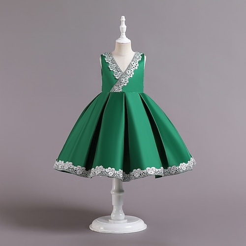 

Bambino Da ragazza Vestito da festa Tinta unica Vestito Pegeant Girocollo Senza maniche Dolce Vestito 3-10 anni Estate Giallo Vino Verde militare