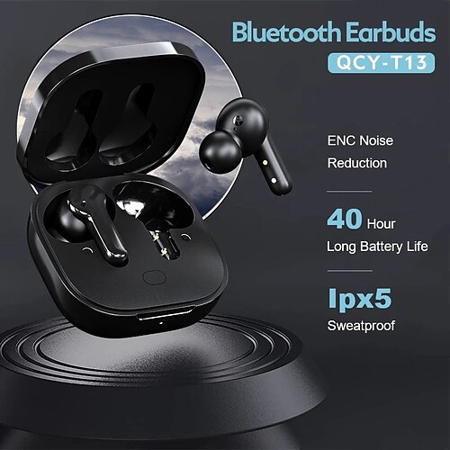 

qcy t13 auriculares bluetooth v5.1 auriculares inalámbricos tws auriculares con control táctil 4 micrófonos enc auriculares de llamada hd