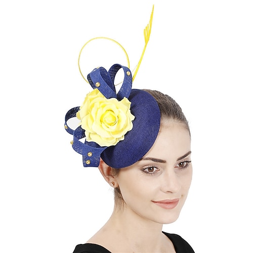 

fascinators sinamay Matrimonio Tè Kentucky Derby Corsa di cavalli Festa delle donne Vintage Di tendenza Fatto a Mano Con Piume Fantasia floreale Copricapo Copricapo