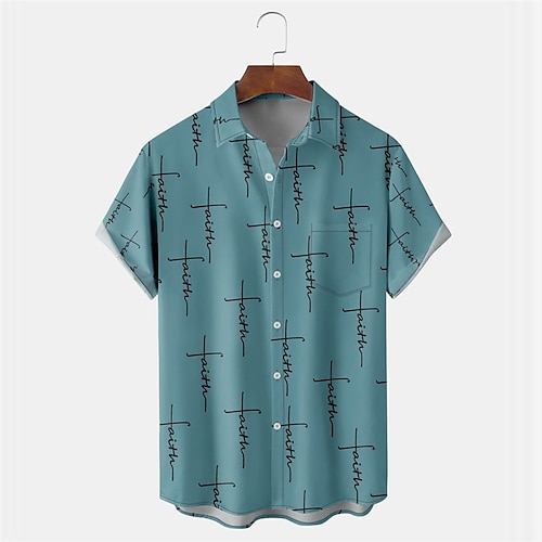 

Herren Hemd Hawaiihemd Sommerhemd Grafik-Drucke Kreuz Umlegekragen Blau Outdoor Strasse Kurze Ärmel Button-Down Bedruckt Bekleidung Tropisch Modisch Hawaiianisch Designer