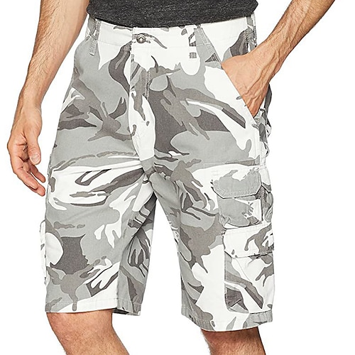 

Homens Bermuda Cargo Calção Bolso multi Imprimir Tecido Côr Camuflagem Treliça Conforto Ao ar livre Diário Para Noite Moda Roupa de rua Marron Cáqui