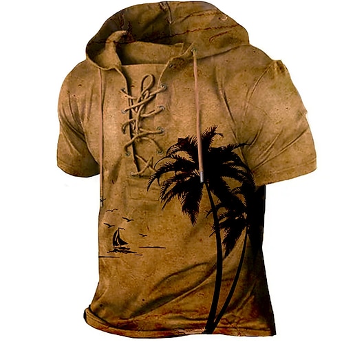 

Herren Hoodie Sweatshirt Kapuze Braun Khaki Grau Mit Kapuze Baum Grafik-Drucke mit Schnürung Bedruckt Sport Natur Täglich Festtage 3D-Druck Designer Brautkleider schlicht sportlich Frühling Sommer