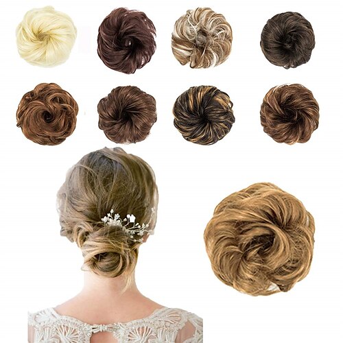 

estensioni dei capelli chignon capelli sintetici scrunchies updo coda di cavallo ricci scrunchy ciambella parrucchino chignon