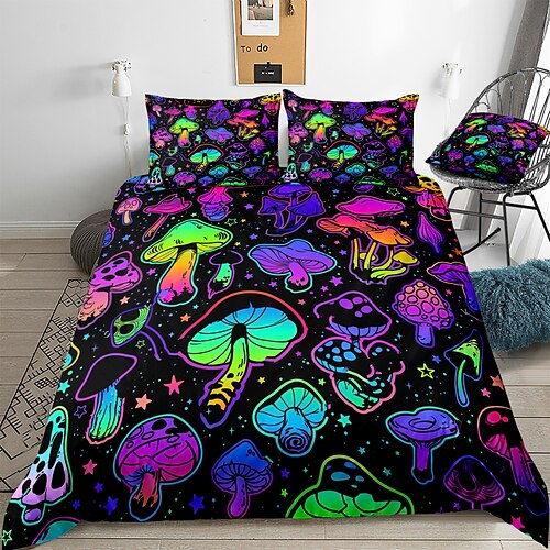 

Colorful Poisonous Mushroom Duvet Cover Bedding Sets Comforter Cover with 1 Duvet Cover or Coverlet,1Sheet,2 Pillowcases for Double/Queen/King(1 Pillowcase for Twin/Single)