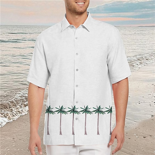 

Herren Hemd Hawaiihemd Sommerhemd Kokosnussbaum Grafik-Drucke Umlegekragen Weiß Rosa Wein Blau Outdoor Strasse Kurze Ärmel Button-Down Bedruckt Bekleidung Sport Modisch Strassenmode Designer