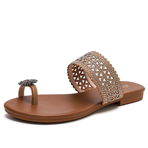 

Per donna Sandali Sandali Ortopedici Sandali Borsite Taglie forti Pantofole da esterno Esterno Giornaliero Spiaggia Estate Con diamantini Piatto Occhio di pernice Elegante Informale minimalismo