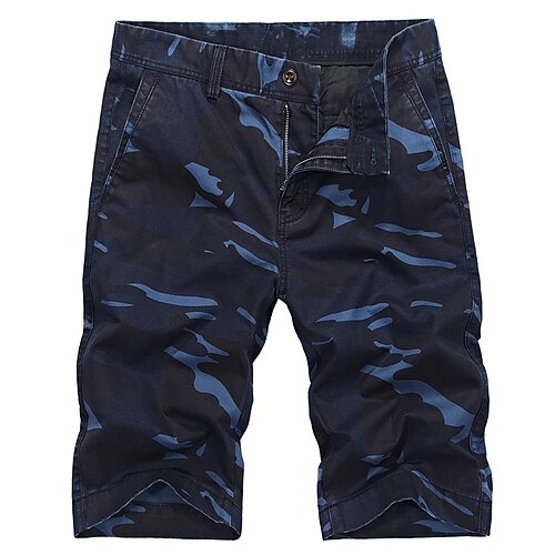 

Homens Bermuda Cargo Calção Bolso multi Perna reta Côr Camuflagem Conforto Vestível Comprimento do joelho Ao ar livre Diário 100% Algodão Esportes à moda Exército verde Azul Profundo