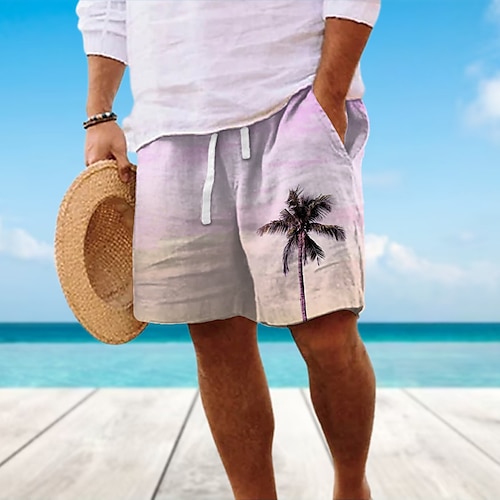 

Herre Sommershorts Strandshorts Snorer Elastisk midje Grafisk Kokosnøttre Pustende Myk Kort Avslappet Daglig Ferie Gatemote Hawaiisk Rosa Blå Mikroelastisk