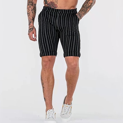 

Men's Chino Shorts Bermuda shorts Work Shorts Pocket Plaid Stripe Graphic Prints Comfort Soft Short Business Casual Daily Fashion Streetwear Black / White Black Micro-elastic