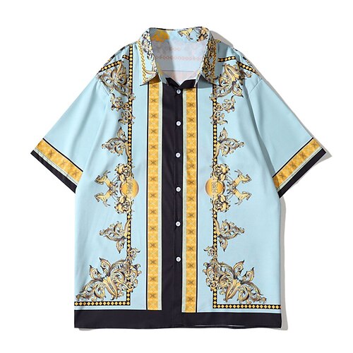 

Homme Chemise Chemise hawaïenne Floral Imprimés Photos Col rabattu Bleu Plein Air Casual Manches courtes Bouton bas Imprimer Vêtement Tenue Tropique Sportif Vêtement de rue Design