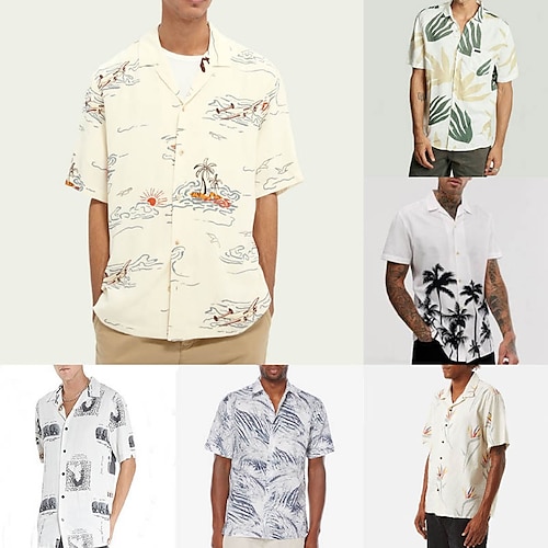 

Per uomo Camicia Camicia hawaiana Camicia con bottoni Camicia estiva Maglietta informale Bianco Blu Verde Albicocca Beige Maniche corte Stampe astratte Foglie Collo ripiegabile Esterno Per uscire