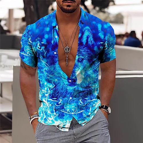 

Hombre Camisa camisa hawaiana Leopardo Lobo Caballo Estampados Loro Cuello Vuelto Blanco Azul Piscina Morado Marrón Beige Calle Casual Mangas cortas Abotonar Estampado Ropa Deportes Moda Ropa de