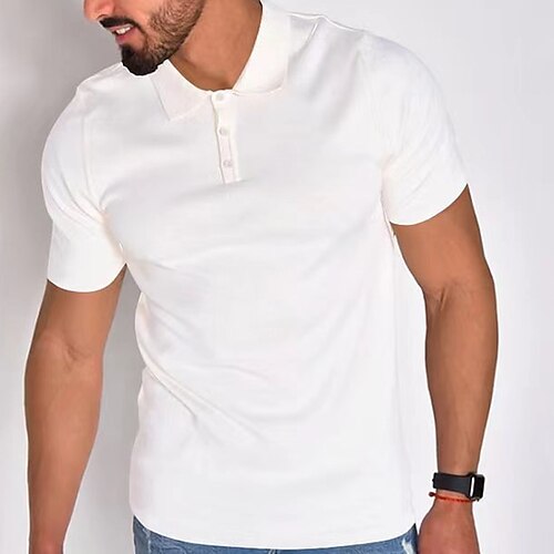 

Per uomo POLO Camicia da golf Golf Esterno Informale Collo a polo Manica corta Streetwear Moda Tinta unica Liscio Pulsante frontale Estate Standard Vinaccia Nero Bianco Blu marino scuro Blu Arancione